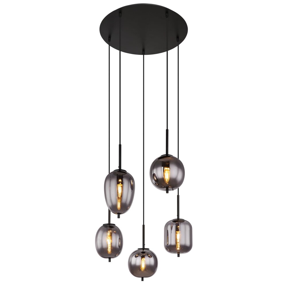 Suspension Globo BLACKY Noir, 5 lumières main product photo