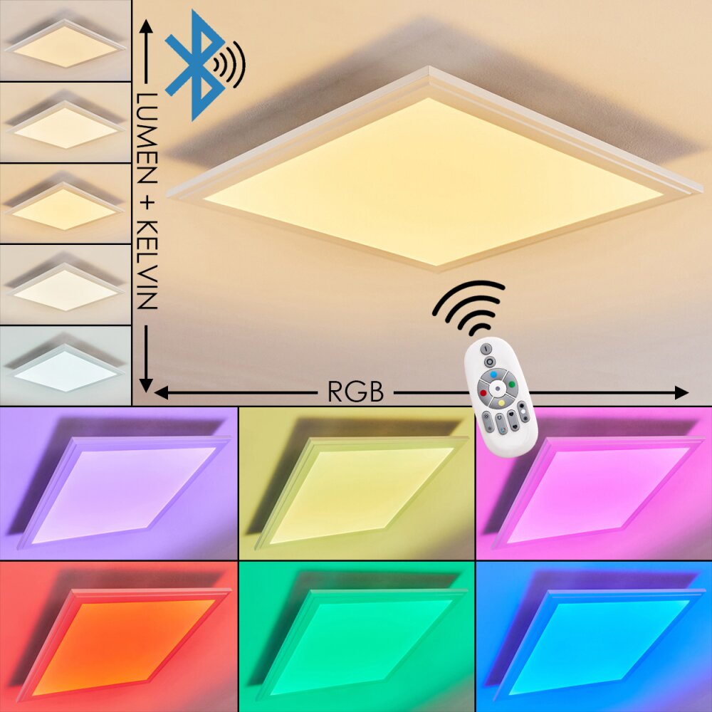 Plafonnier Voisines LED Blanc, 1 lumière, Télécommandes, Changeur de couleurs main product photo
