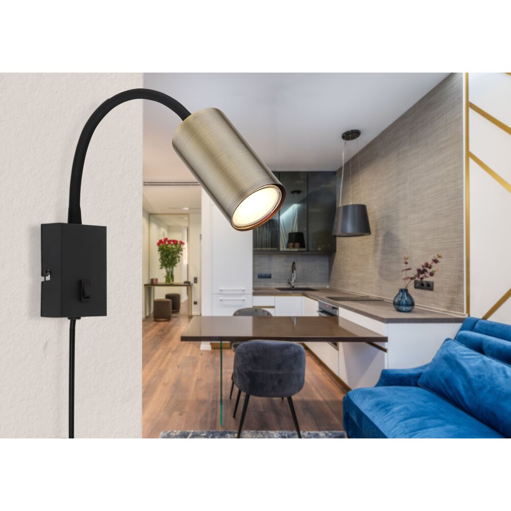 Applique murale Globo ROBBY Noir, 1 lumière main product photo