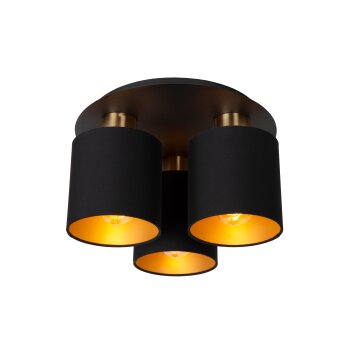 Plafonnier Lucide FUDRAL Or, Laiton, Noir, 3 lumières Plafonnier Lucide FUDRAL Or, Laiton, Noir, 3 lumières