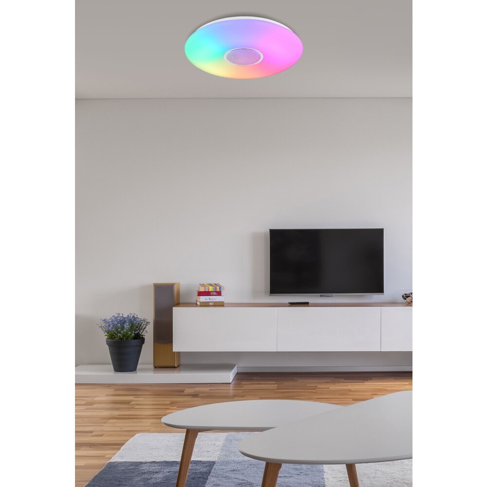 Plafonnier Globo SULLY LED Blanc, 1 lumière, Télécommandes, Changeur de couleurs main product photo