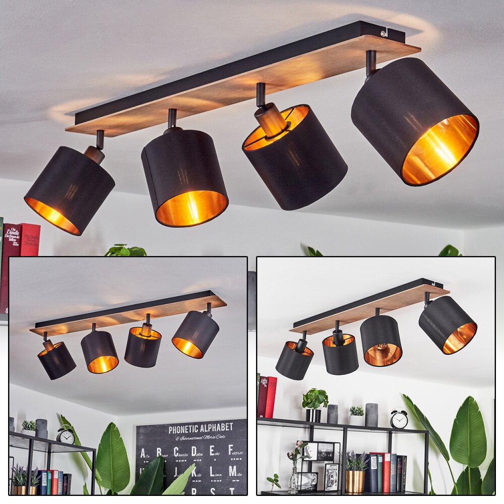 Plafonnier Alsen Bois foncé, Noir, 4 lumières main product photo