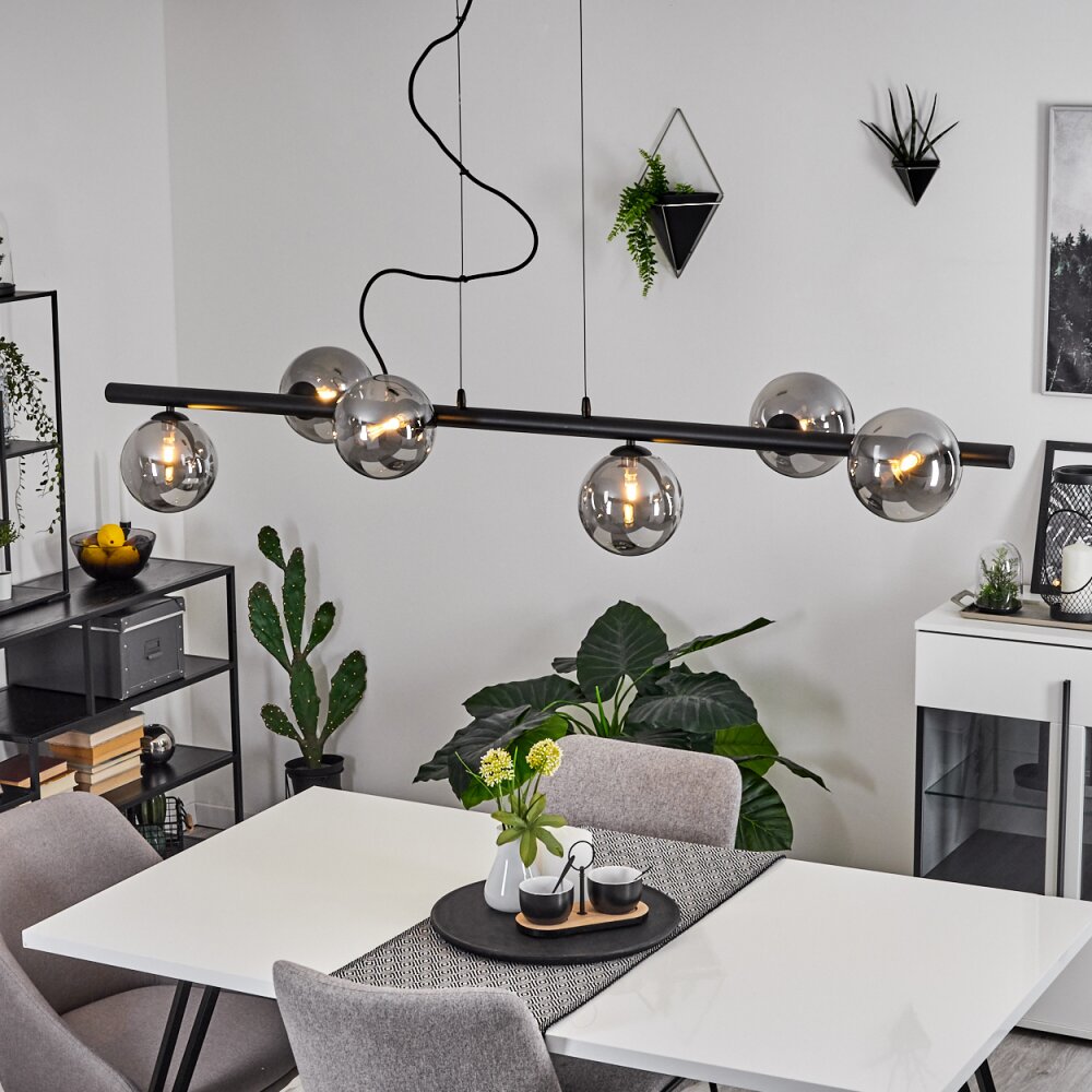 Suspension  Remaisnil Noir, 6 lumières main product photo