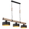 Suspension Globo RIELLY Couleur bois, Noir, 3 lumières