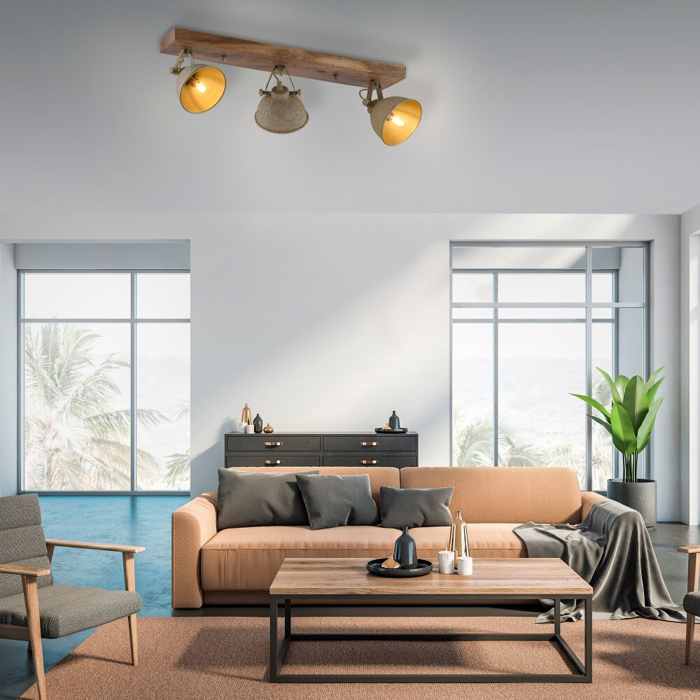 Plafonnier Leuchten-Direkt SAMIA Bois foncé, 3 lumières main product photo