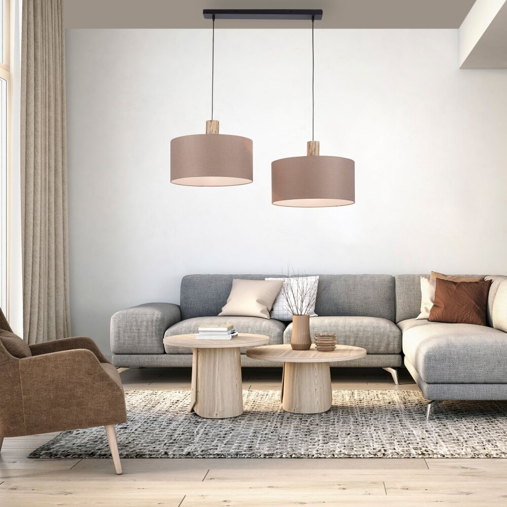 Suspension Leuchten-Direkt LINEN Écru, Noir, 2 lumières main product photo
