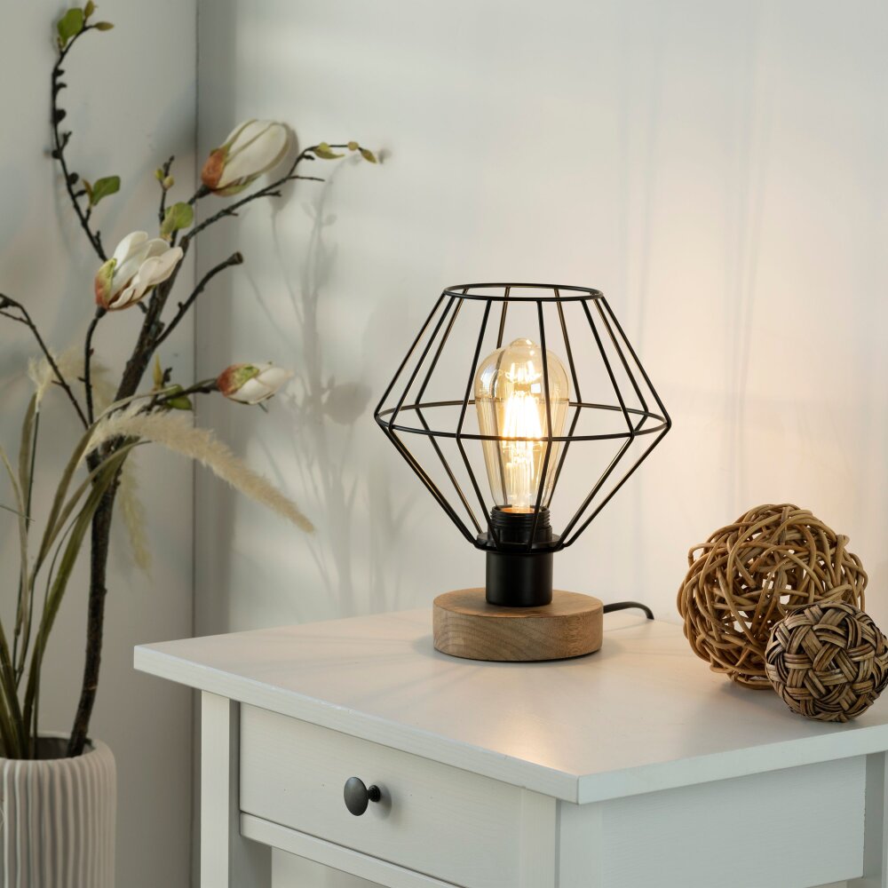 Lampe de table Leuchten-Direkt KASKA Bois foncé, Noir, 1 lumière main product photo