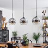 Suspension Boules 25 cm Koyoto Chrome, Clair, 3 lumières