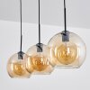 Suspension Boules 25 cm Koyoto Ambre, 3 lumières