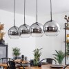 Suspension Verre 30 cm Koyoto Chrome, Clair, Fumé, 4 lumières