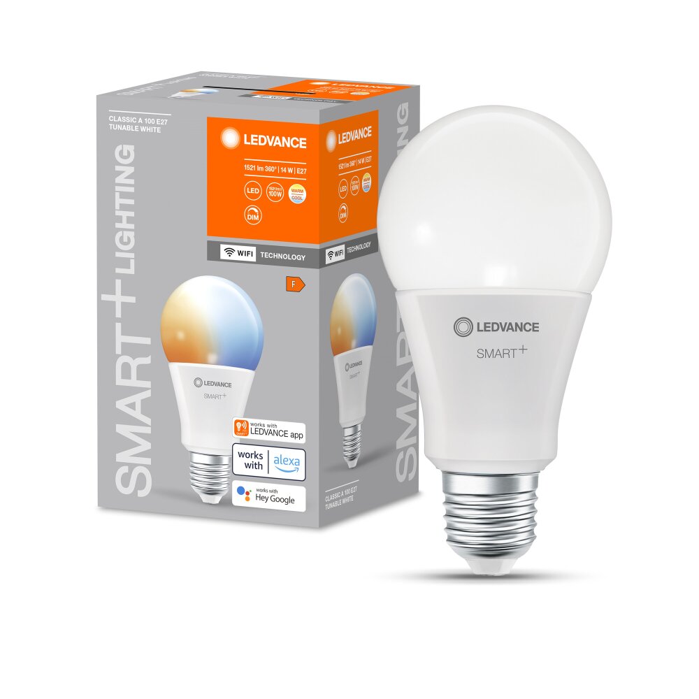LEDVANCE SMART+ WiFi LED E27 14 watt 2700-6500 kelvin 1521 lumen main product photo
