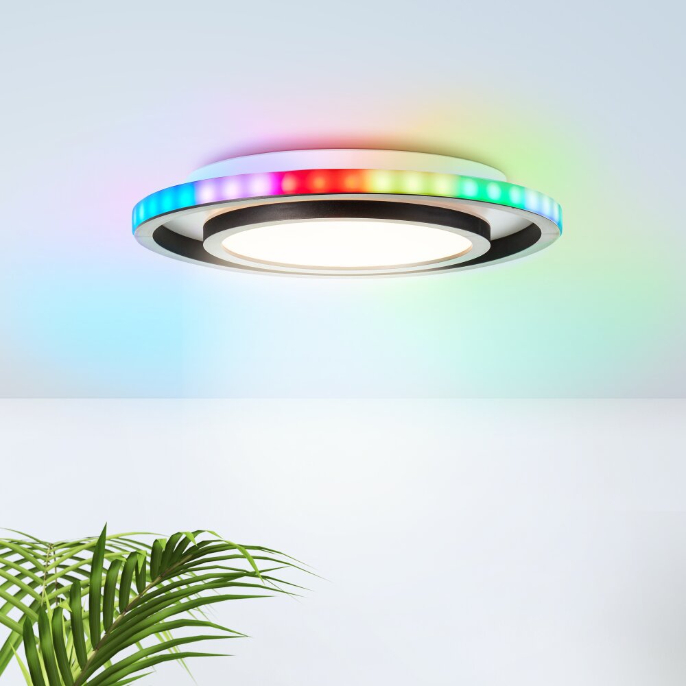 Plafonnier Brilliant Blaine LED Blanc, 1 lumière, Télécommandes, Changeur de couleurs main product photo