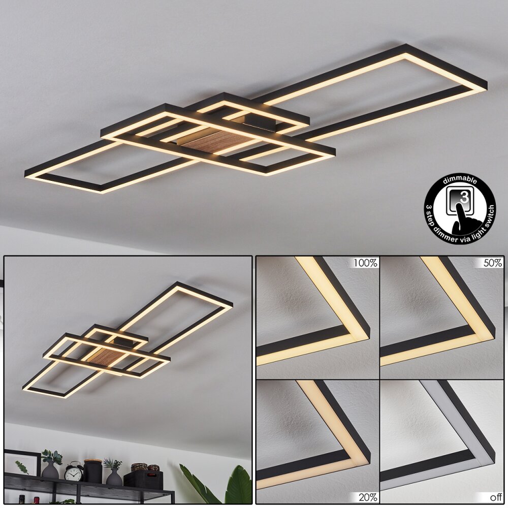 Plafonnier Longos LED Brun, Couleur bois, Noir, 1 lumière main product photo