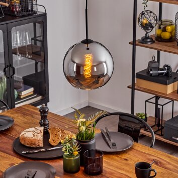 Suspension Verre 25 cm Koyoto Chrome, Fumé, 1 lumière