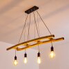 Suspension Canazei Brun, Bois clair, Noir, 4 lumières