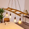 Suspension Canazei Brun, Bois clair, Noir, 4 lumières