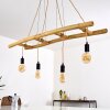 Suspension Canazei Brun, Bois clair, Noir, 4 lumières