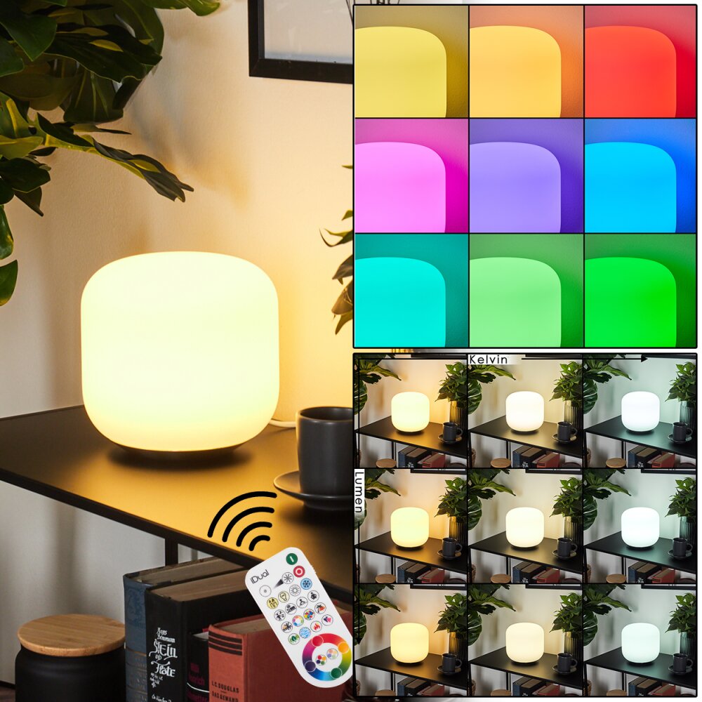 Lampe de table Loural LED Nickel mat, 1 lumière, Télécommandes, Changeur de couleurs main product photo
