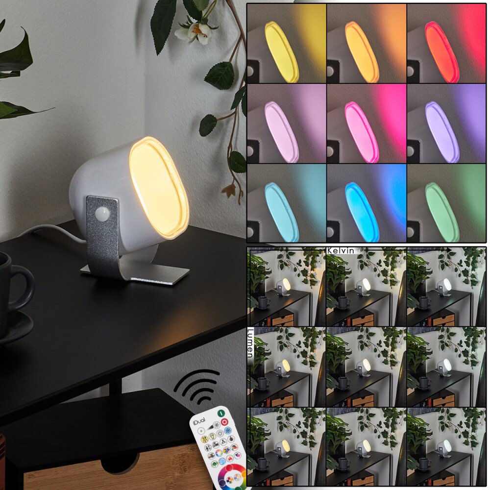 Lampe de table Ledo Argenté, 1 lumière, Télécommandes, Changeur de couleurs main product photo