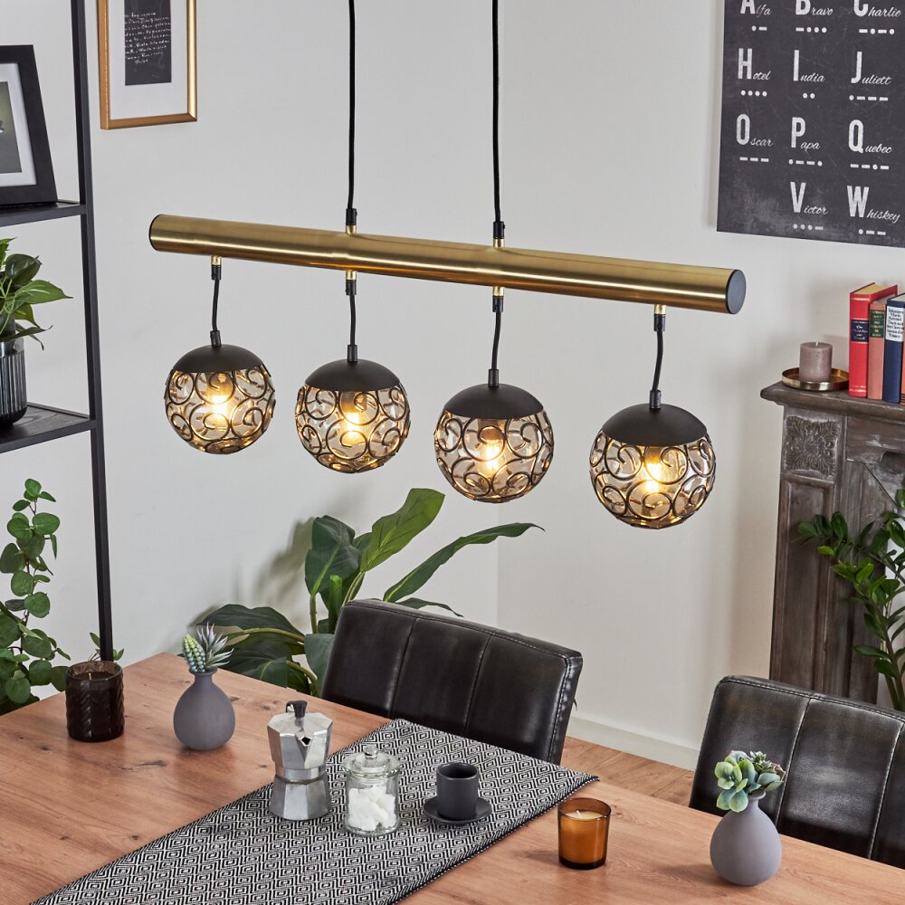 Suspension Abodaneira Laiton, Noir, 4 lumières main product photo