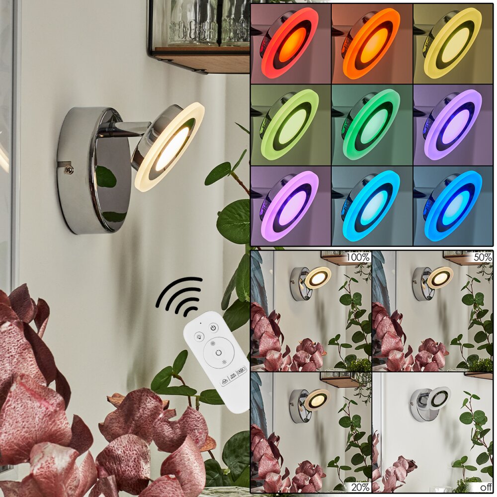 Applique murale Lucy LED Chrome, 1 lumière, Télécommandes, Changeur de couleurs main product photo