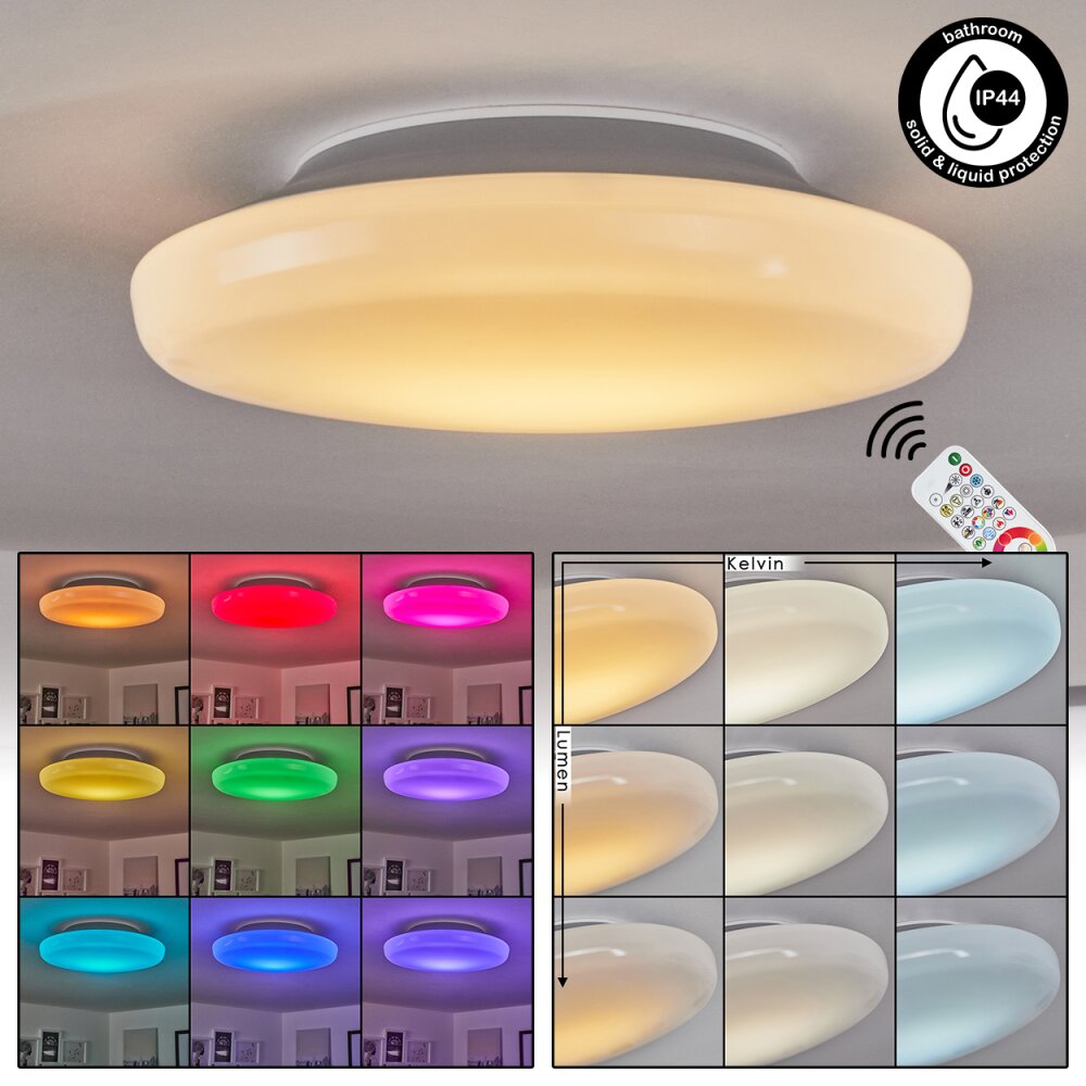 Plafonnier iDual Chloe LED Argenté, Blanc, 1 lumière, Télécommandes, Changeur de couleurs main product photo