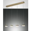 Suspension Fabas Luce Dunk LED Laiton, 4 lumières