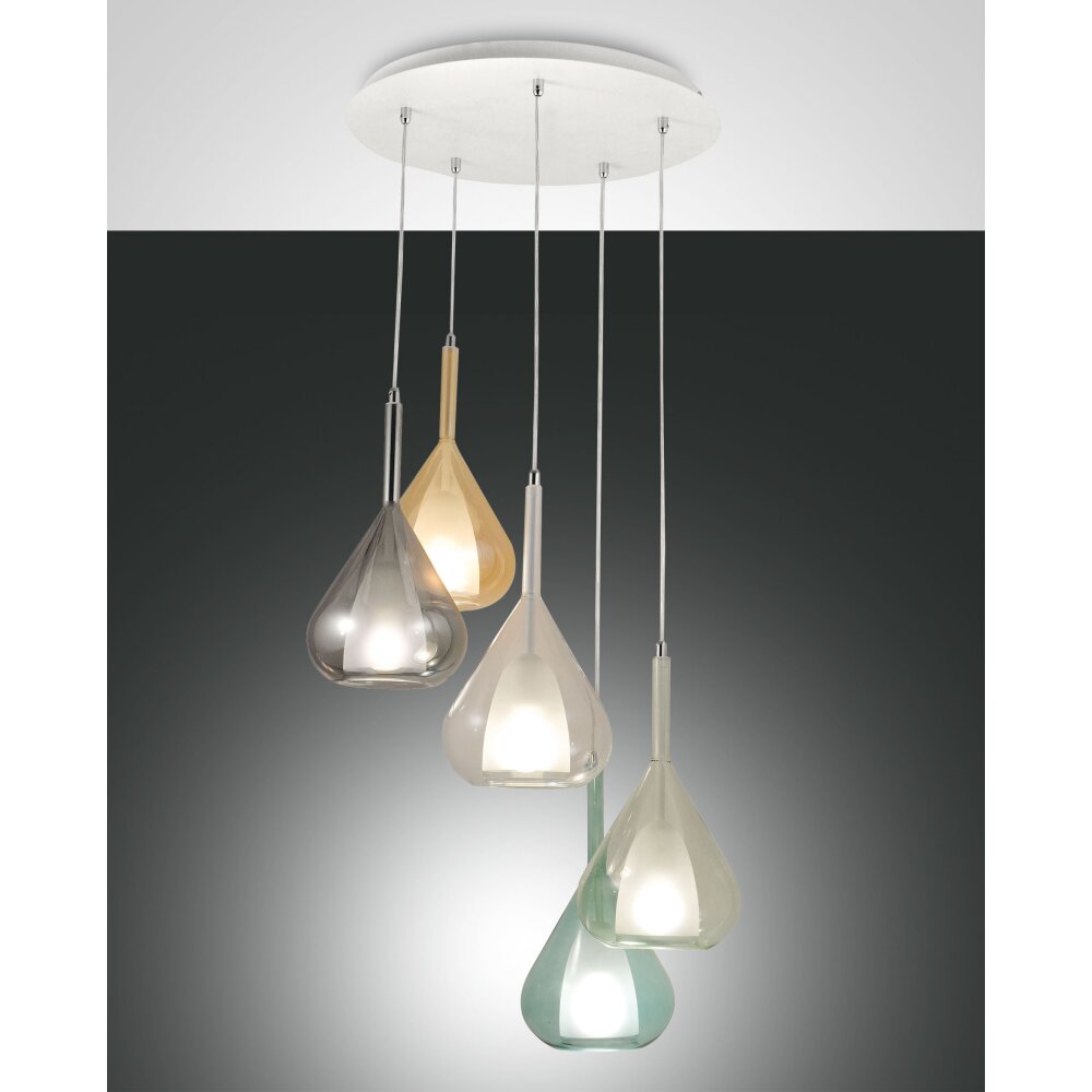 Suspension Fabas Luce Lila Blanc, 5 lumières main product photo