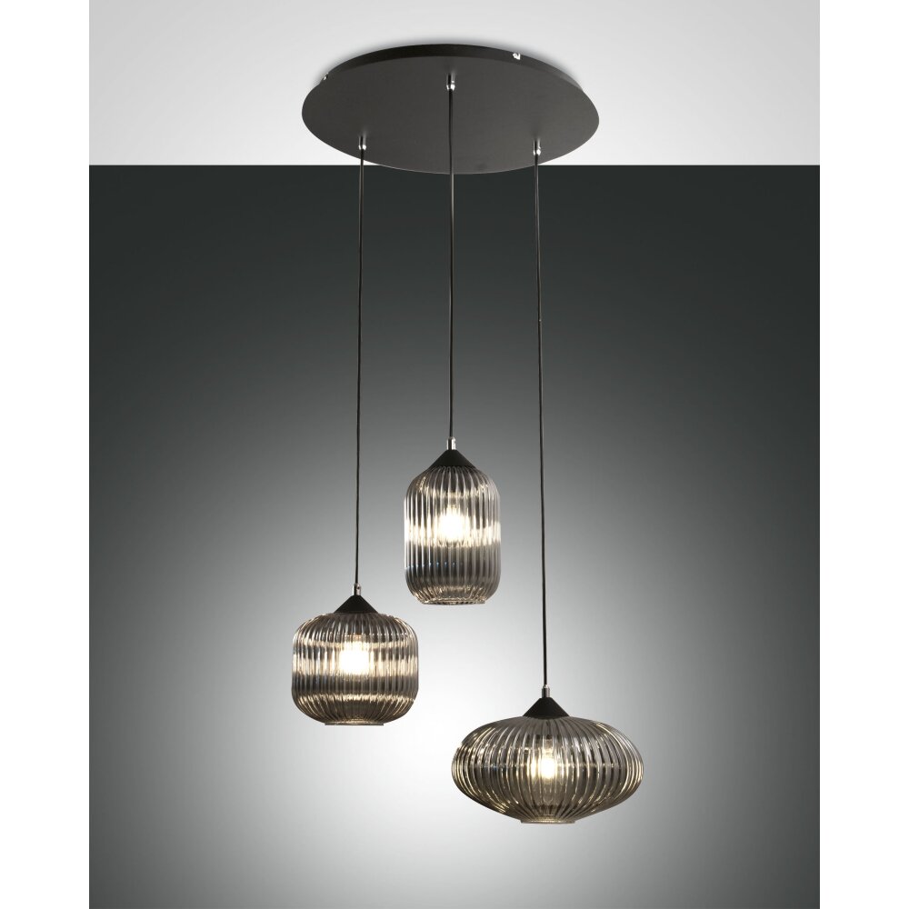Suspension Fabas Luce Nordal Noir, 3 lumières main product photo