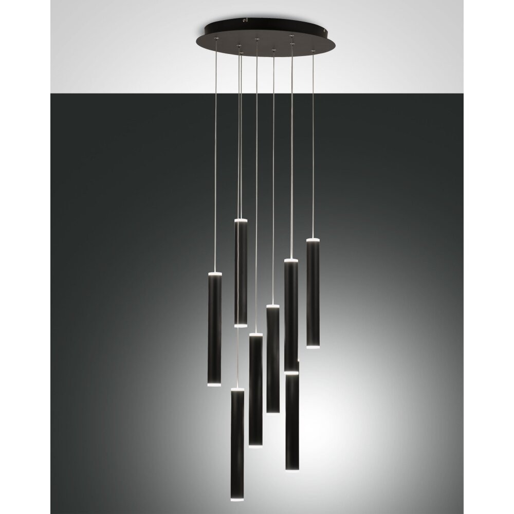 Suspension Fabas Luce Prado LED Noir, 8 lumières main product photo
