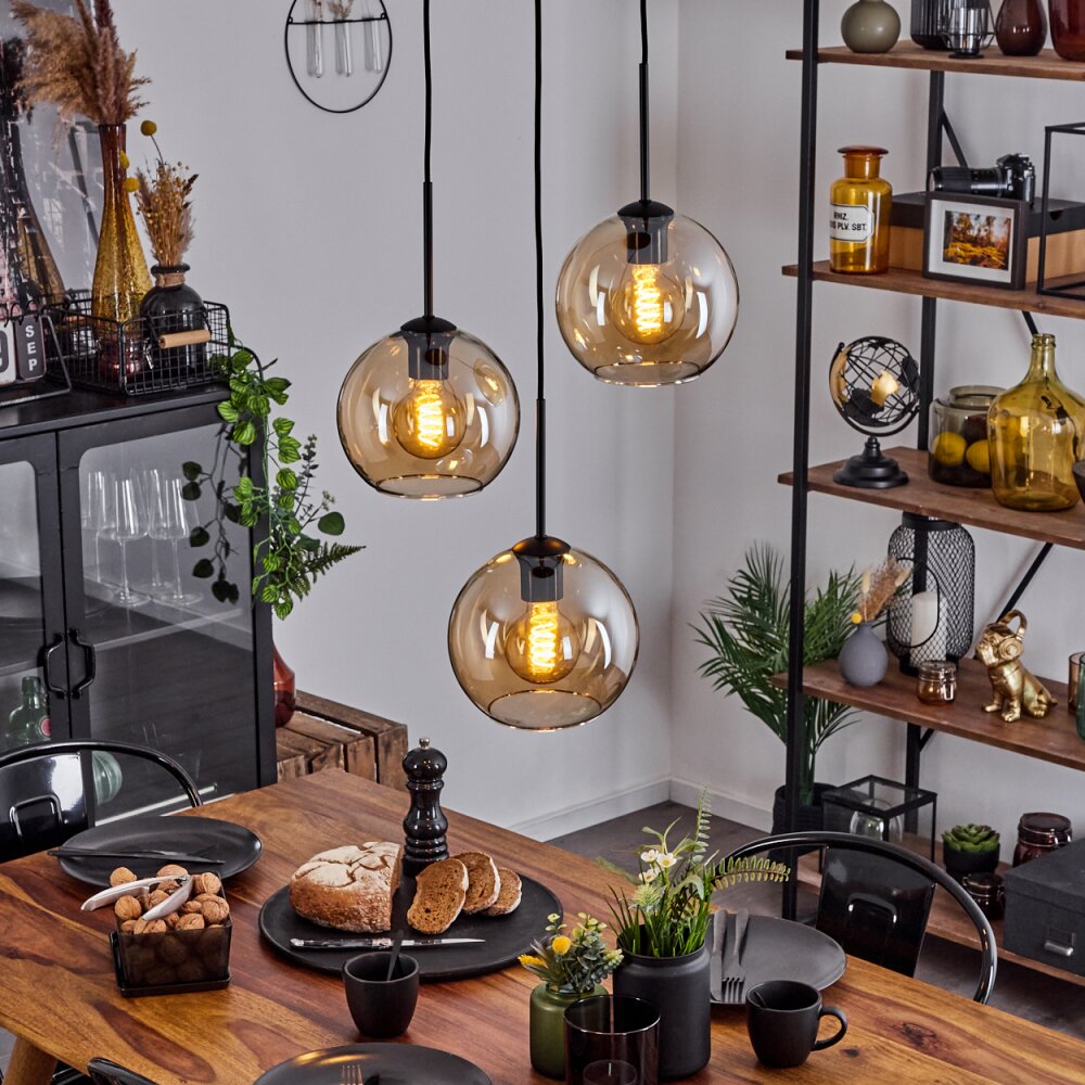 Plafonnier Verre 20 cm Koyoto Ambre, 3 lumières main product photo