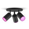Plafonnier Philips Hue Fugato LED Noir, 3 lumières, Changeur de couleurs