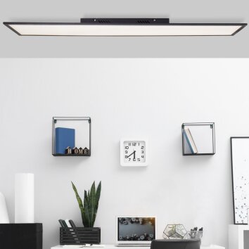 Plafonnier Brilliant Jacinda LED Noir, 1 lumière, Télécommandes