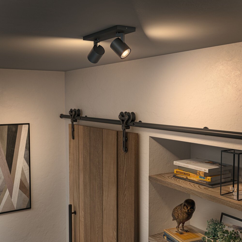 Plafonnier Philips Hue Runner LED Noir, 2 lumières, Télécommandes main product photo
