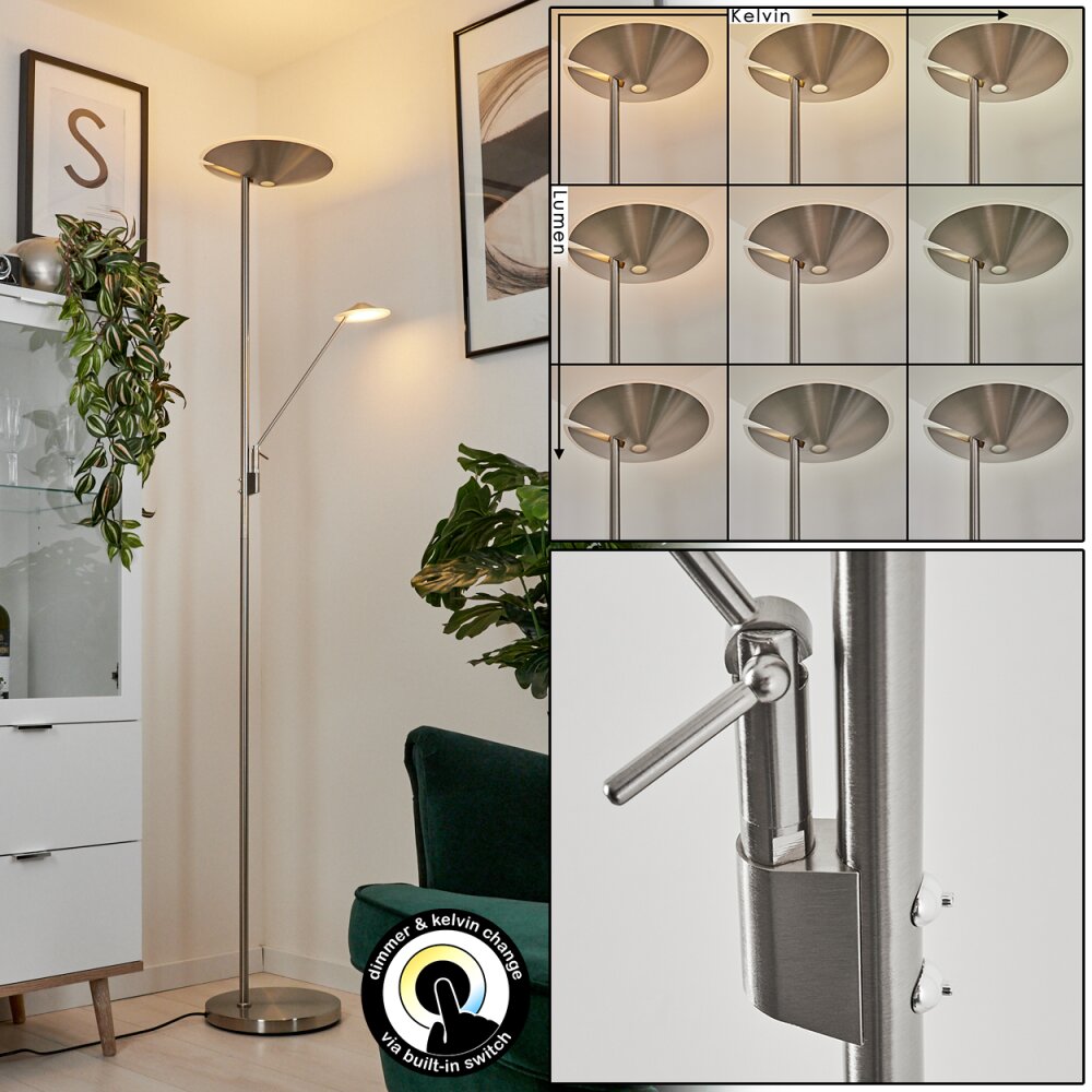 Lampadaire à vasque Murca LED Nickel mat, 2 lumières main product photo