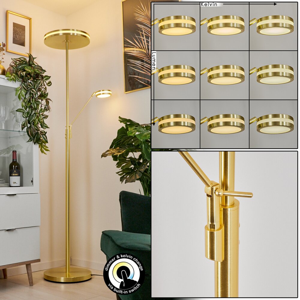 Lampadaire à vasque Huallilemu LED Laiton, 2 lumières main product photo