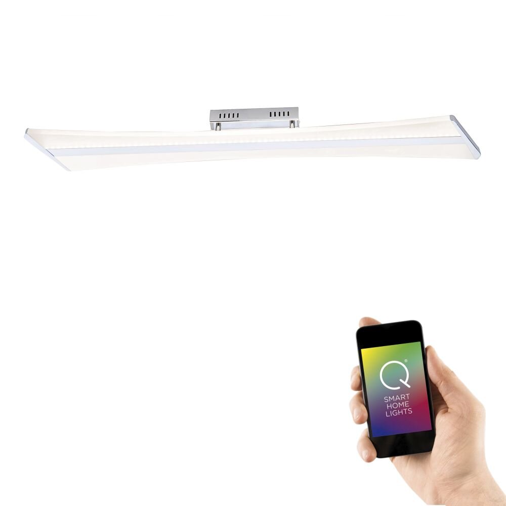 Plafonnier Paul Neuhaus Q-Riller LED Chrome, 2 lumières, Télécommandes, Changeur de couleurs main product photo