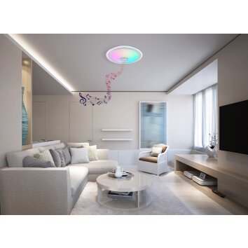 Plafonnier Globo DUNNY LED Blanc, 1 lumière, Télécommandes, Changeur de couleurs