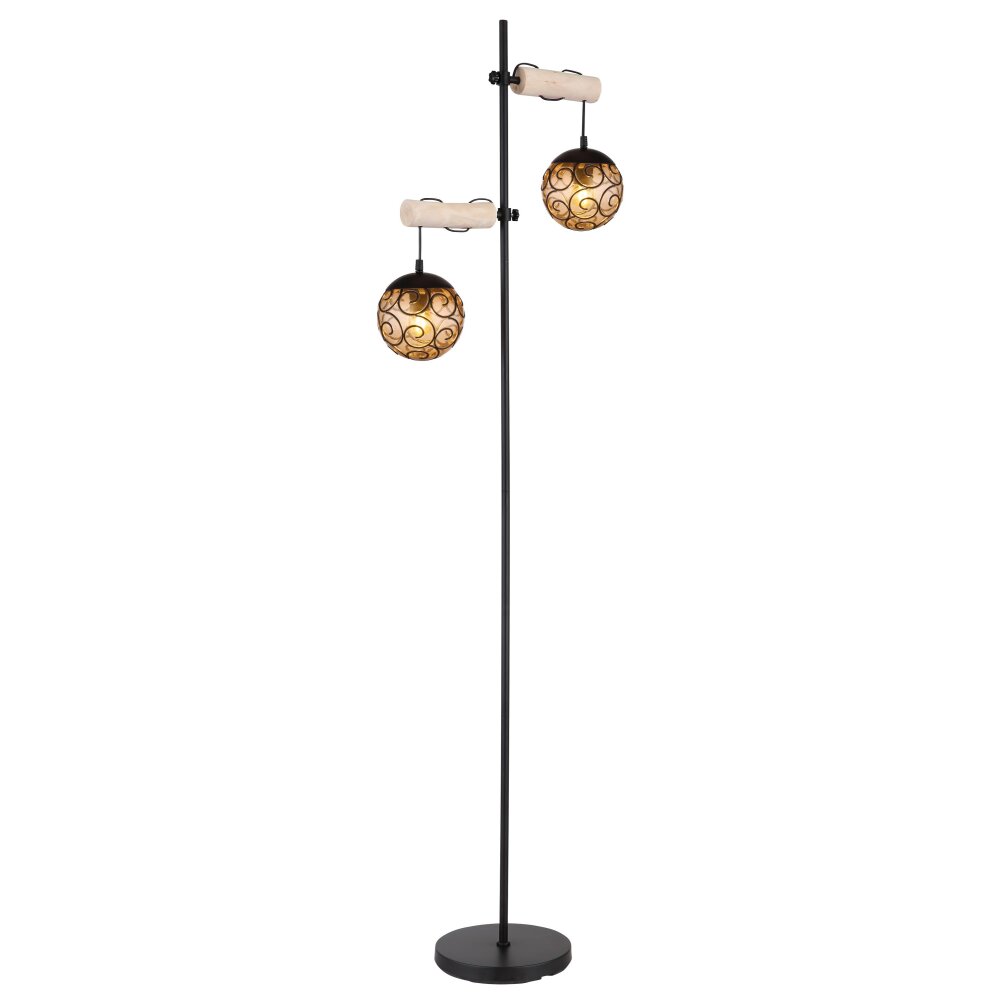 Lampadaire Globo MAXI Écru, Noir, 2 lumières main product photo