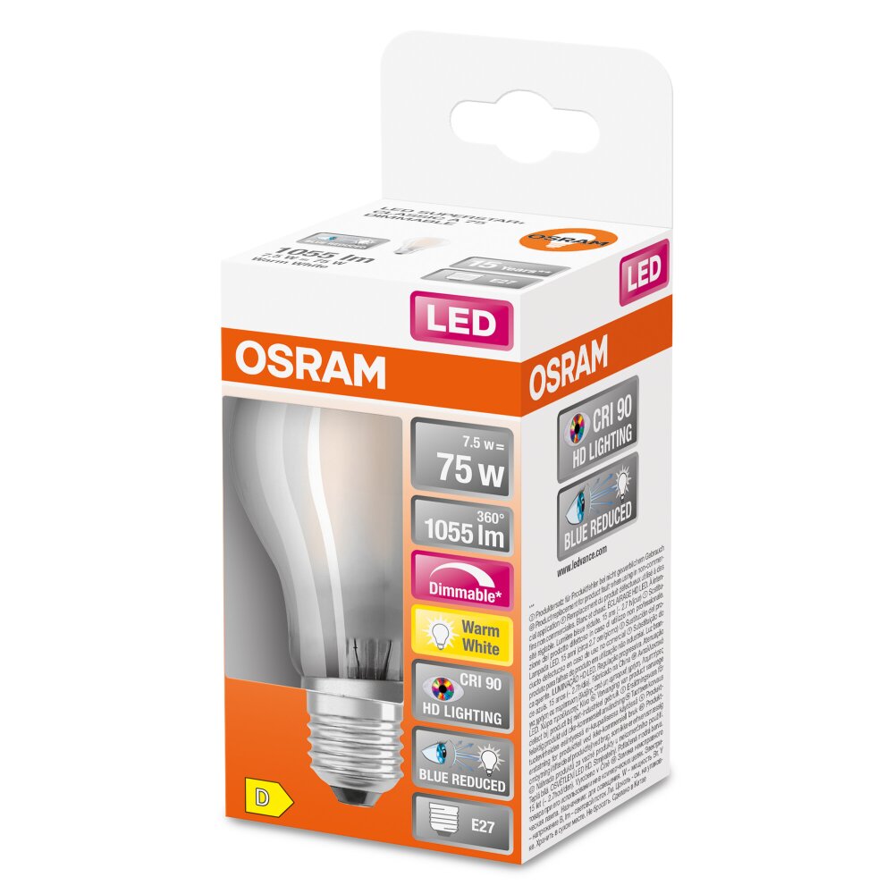 OSRAM SUPERSTAR LED E27 7,5 watt 2700 kelvin 1055 lumen main product photo