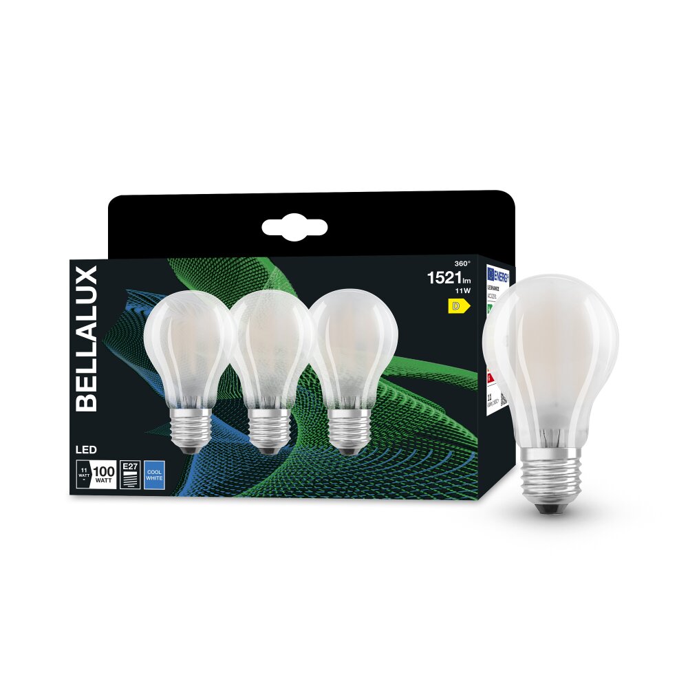 BELLALUX® CLA Set de 3 LED E27 11 Watt 4000 Kelvin 1521 Lumen main product photo