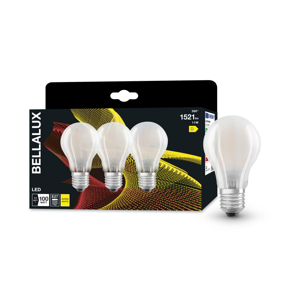BELLALUX® CLA Set de 3 LED E27 11 Watt 2700 Kelvin 1521 Lumen main product photo