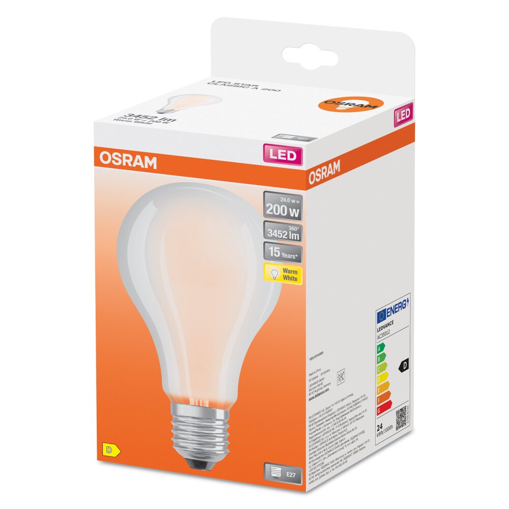 OSRAM CLASSIC A LED E27 24 watt 2700 kelvin 3452 lumen main product photo