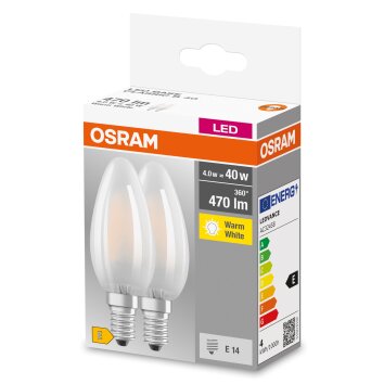 OSRAM CLASSIC B Lot de 2 LED E14 4 watt 2700 kelvin 470 lumen OSRAM CLASSIC B Lot de 2 LED E14 4 watt 2700 kelvin 470 lumen