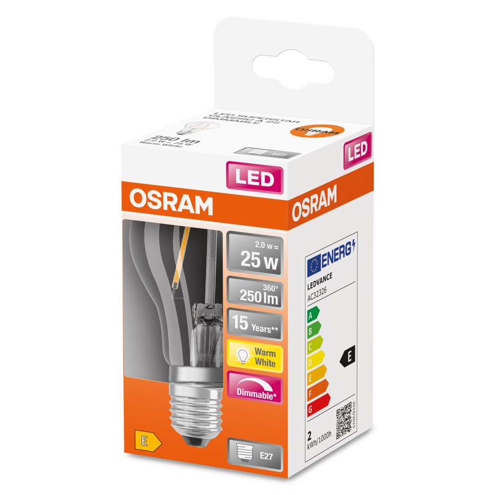 OSRAM LED Retrofit E27 2,2 Watt 2700 Kelvin 250 lumen main product photo