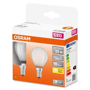 OSRAM LED Retrofit Lot de 2 E14 2,5 watt 2700 Kelvin 250 lumen OSRAM LED Retrofit Lot de 2 E14 2,5 watt 2700 Kelvin 250 lumen