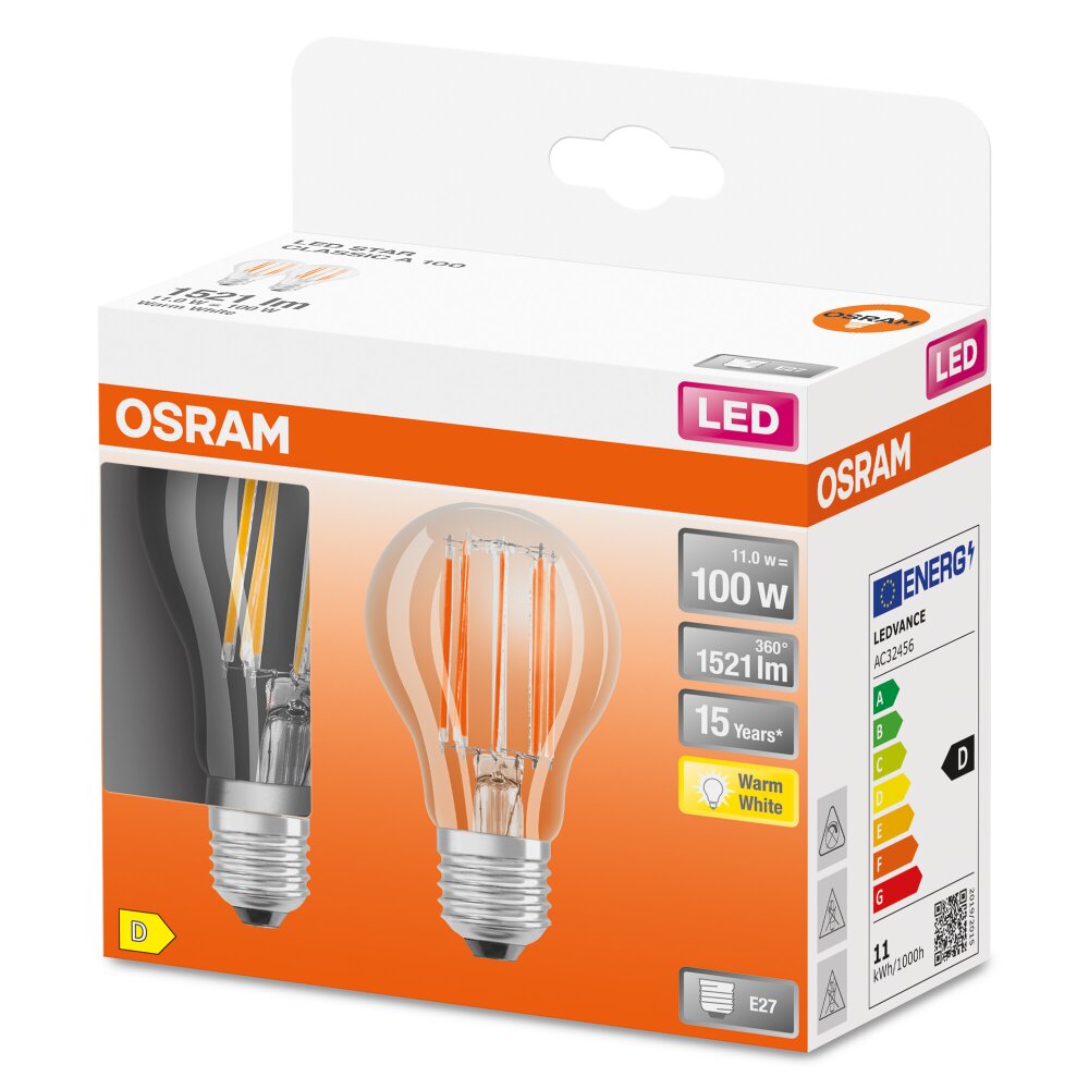 OSRAM LED Retrofit Set de 2 ampoules E27 11 Watt 2700 Kelvin 1521 Lumen main product photo