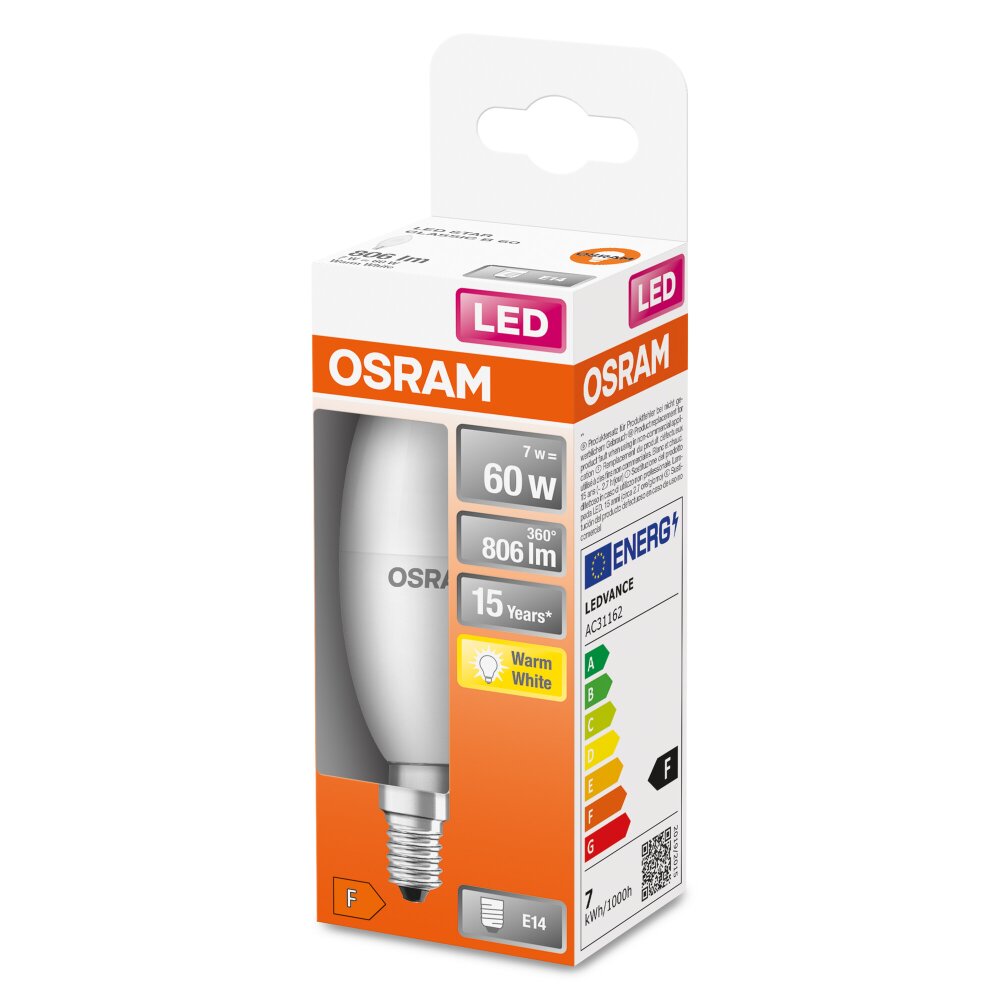 OSRAM LED STAR E14 7 Watt 2700 Kelvin 806 Lumen main product photo