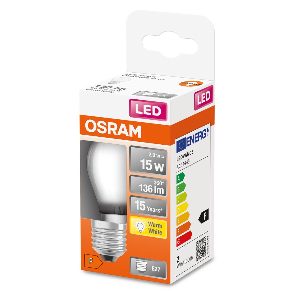 OSRAM LED Retrofit E27 1,5 Watt 2700 Kelvin 136 lumen main product photo