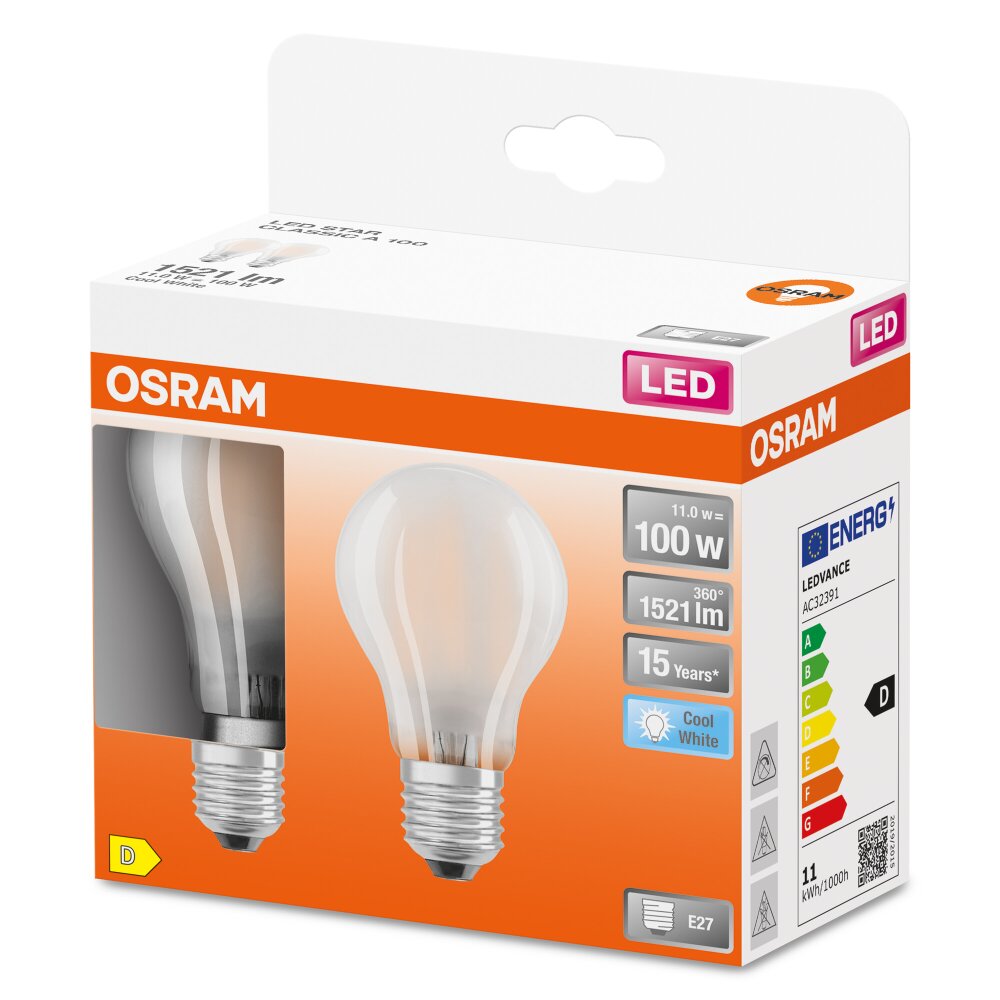 OSRAM LED Retrofit Set de 2 LED E27 11 Watt 4000 Kelvin 1521 Lumen main product photo
